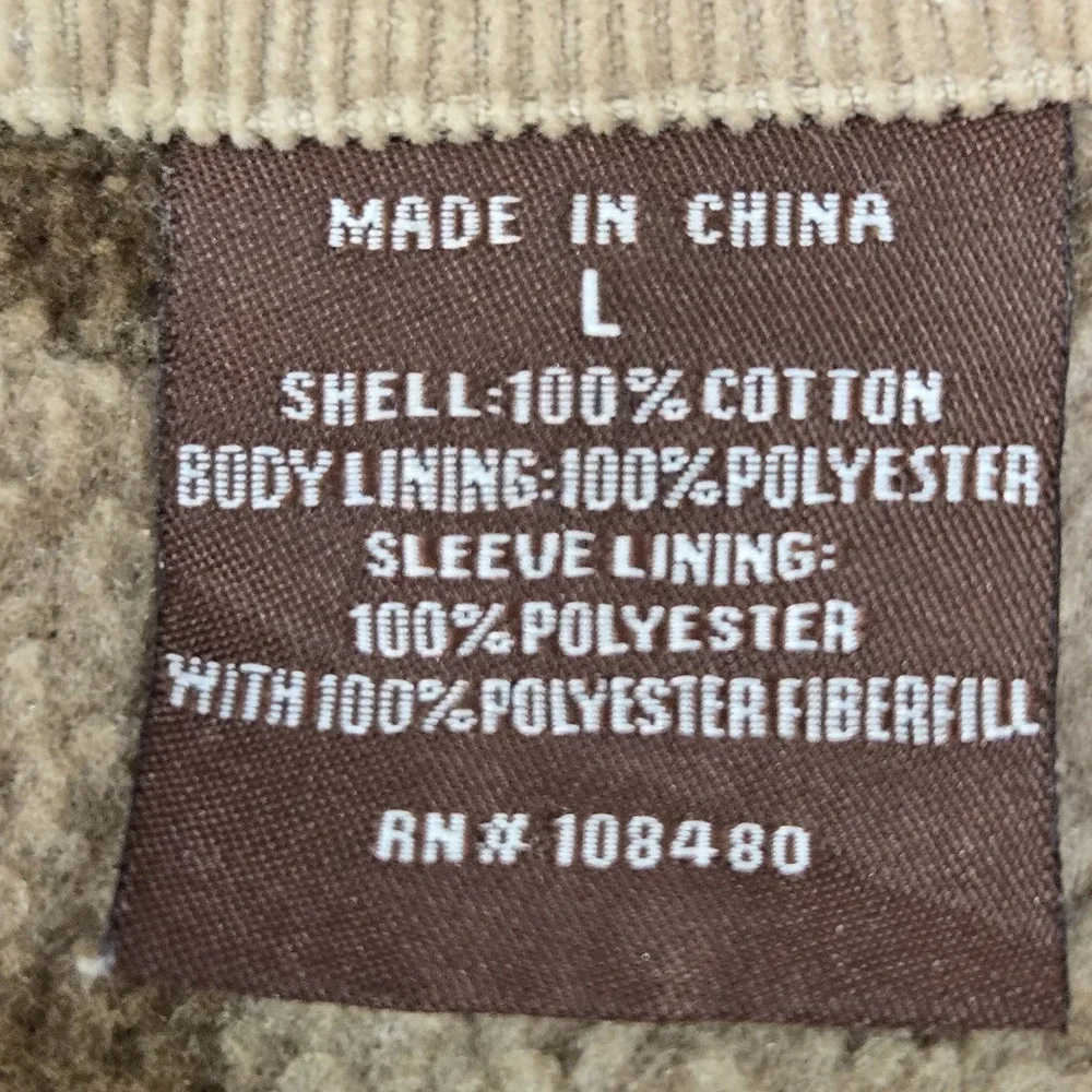 Levi's Men Jacket L Tan Shirt Button Long Sleeve‎ Corduroy Work Sherpa Lined